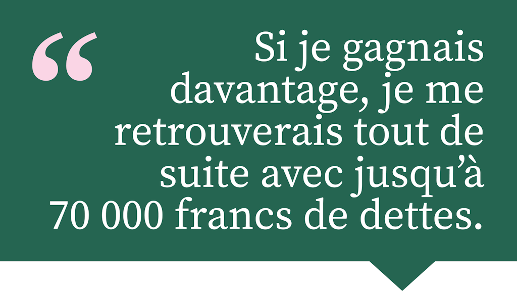 Si je gagnais davantage, je me retrouverais tout de suite avec jusqu'à 70 000 francs de dettes.