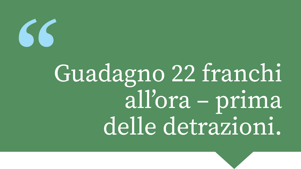 Guadagno 22 franchi all'ora – prima delle detrazioni.