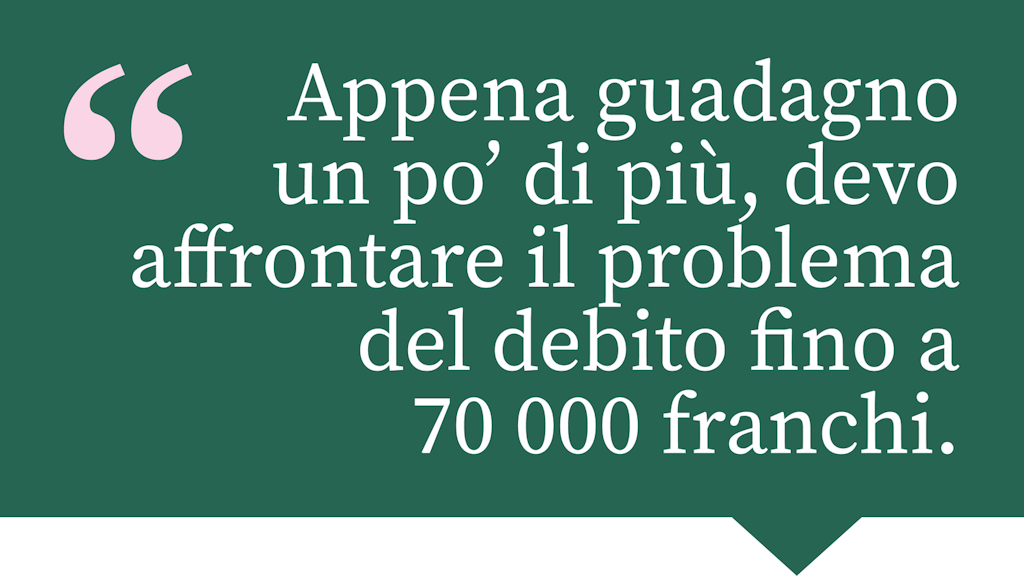 Appena guadagno un po' di più, devo affrontare il problema del debito fino a 70'000 franchi.